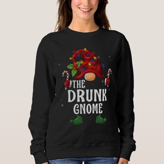 Dronken Kabouter Buffalo Plaid Overeenkomstige Fam Trui (Voorkant)