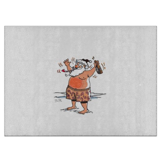 Dronken Kerstman glazen snijplank (Voorkant)