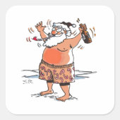 Dronken Kerstman grote vierkante stickers (Voorkant)