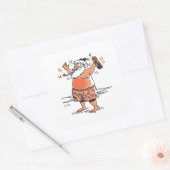 Dronken Kerstman grote vierkante stickers (Envelop)