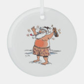 Dronken Kerstman ronde glaskerstbal Glas Ornament (Voorkant)