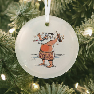 Dronken Kerstman ronde glaskerstbal Glas Ornament