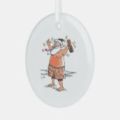 Dronken Kerstman ronde glaskerstbal Glas Ornament (Voorkant links)