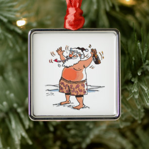 Dronken Kerstman vierkante premium ornament