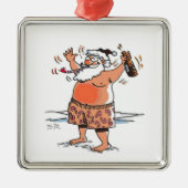 Dronken Kerstman vierkante premium ornament (Voorkant)