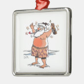 Dronken Kerstman vierkante premium ornament (Links)
