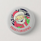 Dronken Kerstman Zalig Kerst Knop Ronde Button 5,7 Cm (Voorkant)