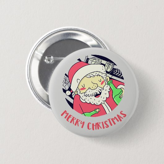 Dronken Kerstman Zalig Kerst Knop Ronde Button 5,7 Cm (Voorkant /achterkant)