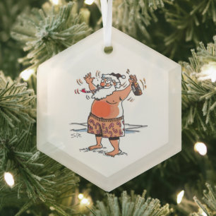 Dronken Kerstman zeshoekige glazen kerstbal Glas Ornament
