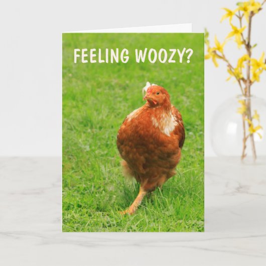 Dronken Kip Beterschap Kaart (Gele Bloem)