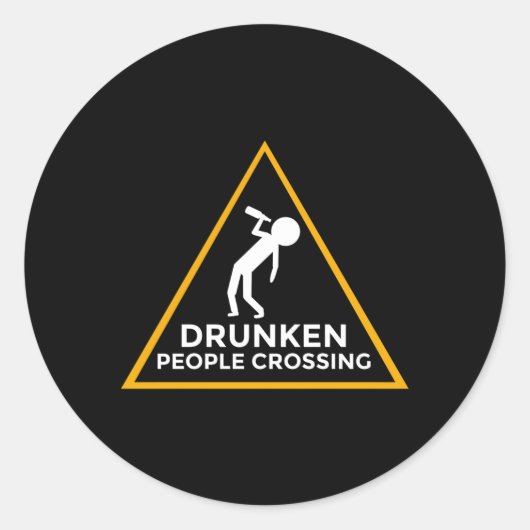 Dronken mensen steken waarschuwings Drink verkeers Ronde Sticker (Voorkant)