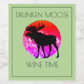 Dronken Moose wijn tijd Etiket (Enkel label)
