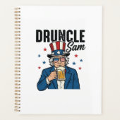Dronken oom Sam Grappig Patriottisch Bier Vectoron Planner (Voorkant)