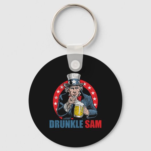 Dronken Oom Sam Grappige 4 Juli Oom Sam Usa Bier D Sleutelhanger (Voorkant)