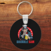 Dronken Oom Sam Grappige 4 Juli Oom Sam Usa Bier D Sleutelhanger (Voorkant)