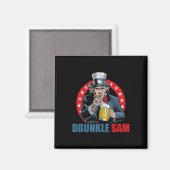 Dronken Oom Sam Grappige 4e Juli Oom Sam Usa Bier  Magneet (Voorkant / Achterkant)