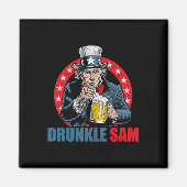 Dronken Oom Sam Grappige 4e Juli Oom Sam Usa Bier Magneet (Voorkant)