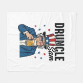 Dronken Oom Sam Grappige Patriottische Bier Vector Fleece Deken (Voorkant (Horizontaal))