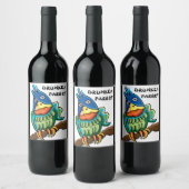 Dronken papegaai komische vogel wijn etiket (Flessen)