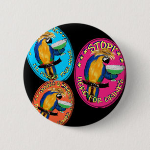 Dronken papegaaien ronde button 5,7 cm