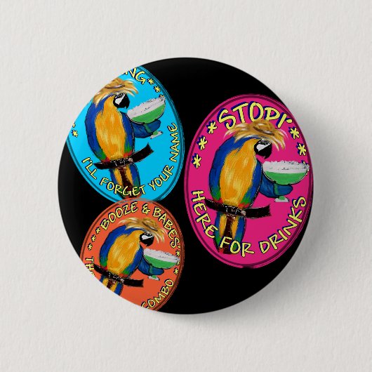 Dronken papegaaien ronde button 5,7 cm (Voorkant)