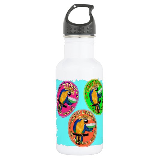 Dronken papegaaien waterfles (Voorkant)