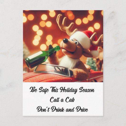 Dronken rendieren kerst Niet Drinken en rijden Briefkaart (Voorkant)