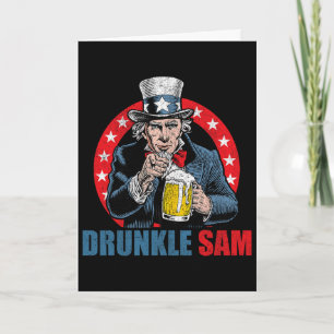 Dronken Sam Grappige 4e Juli Oom Sam Usa Bier D Kaart