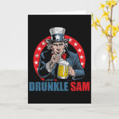 Dronken Sam Grappige 4e Juli Oom Sam Usa Bier D Kaart (Gele Bloem)