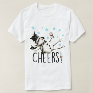 Dronken Sneeuwman Kerstontwerp T-shirt