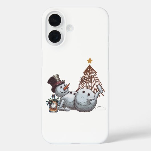 Dronken sneeuwman met een fles whisky. Case-Mate iPhone case (Achterkant)