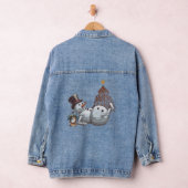 Dronken sneeuwman met een fles whisky. denim jacket (Hangar)