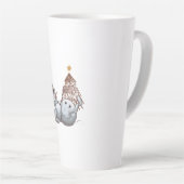 Dronken sneeuwman met een fles whisky. latte mok (Rechterhoek)