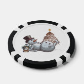 Dronken sneeuwman met een fles whisky. poker chips (Enkel)