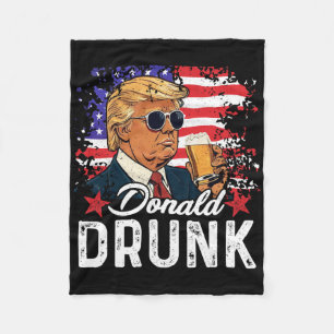 Dronken Trump Drink Bier 4 Juli Amerikaanse Vlag  Fleece Deken