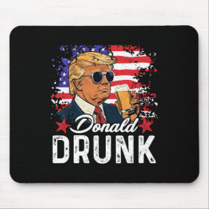 Dronken Trump Drink Bier 4 juli Amerikaanse Vlag Muismat