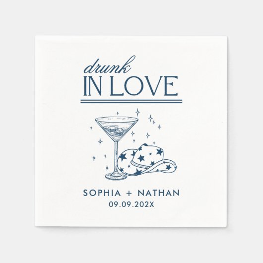 Dronken van liefde gepersonaliseerde cowgirl-huwel servet (Voorkant)