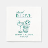 Dronken van liefde gepersonaliseerde strandcocktai servet (Voorkant)