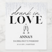 Dronken van Liefde Glitter Bachelorette Wijn Etiket (Enkel label)