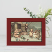 Dronken Varkens Gelukkig Nieuwjaar Feestdagenkaart (Staand voorkant)