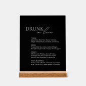 Dronken Verliefd Trouwbar Menu Zwarte Acryl Bord (Voorkant)