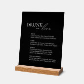 Dronken Verliefd Trouwbar Menu Zwarte Acryl Bord (Hoek)