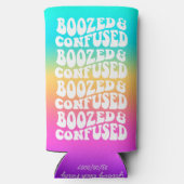 Dronken Verward Retro Lettering Regenboog Gradiënt Seltzer Blikjeskoeler (Achterkant)