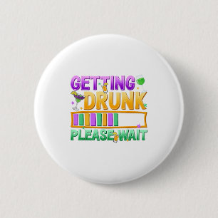Dronken Worden Even Geduld Aardige Mardi Gras Drin Ronde Button 5,7 Cm