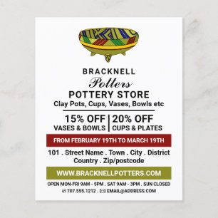 Droog Bowl, aardewinkel, pottenadvertentie Flyer