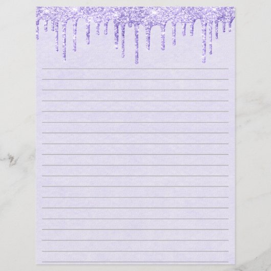 Droog Briefpapier met Paars gelamineerd glitter (Achterkant)