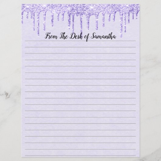 Droog Briefpapier met Paars gelamineerd glitter (Voorkant)