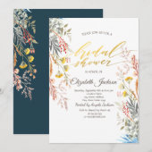 Droog bruiloftsfeest weide met wilde bloemen kaart (Voorkant / Achterkant)