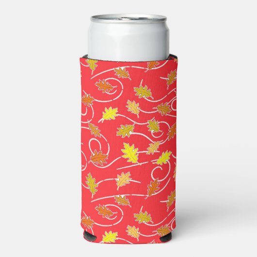 Droog bruin blad patroon rood seltzer blikjeskoeler (Seltzer Voorkant)