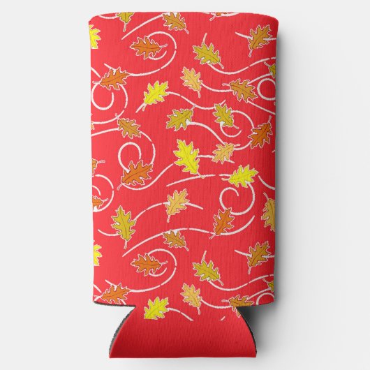 Droog bruin blad patroon rood seltzer blikjeskoeler (Achterkant)